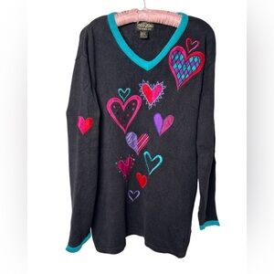 Bob Mackie Sweater Wearable Art Hearts Women’s Size 1X